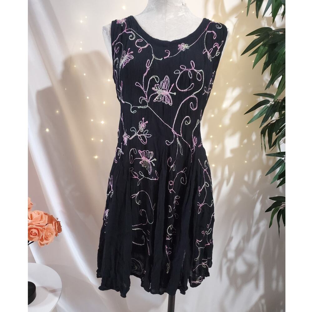 Vtg Angel 90s Y2K Embroidered Butterfly Fairy Grunge Twirl Dress Size S Festival